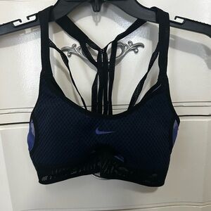Nike Women's Strappy Black and Blue Sports Bra